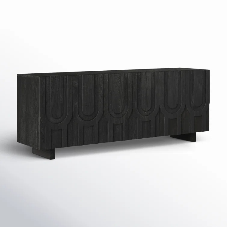 Dark Totem Black Reclaimed Wood Media Console with Cabinet