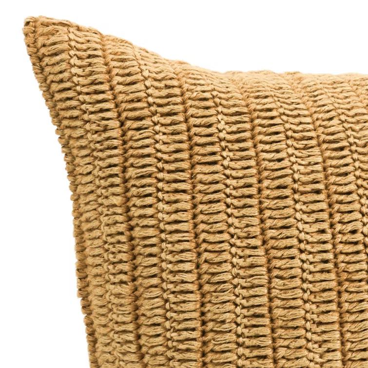 Honey Knitted Linen Rectangular Throw Pillow
