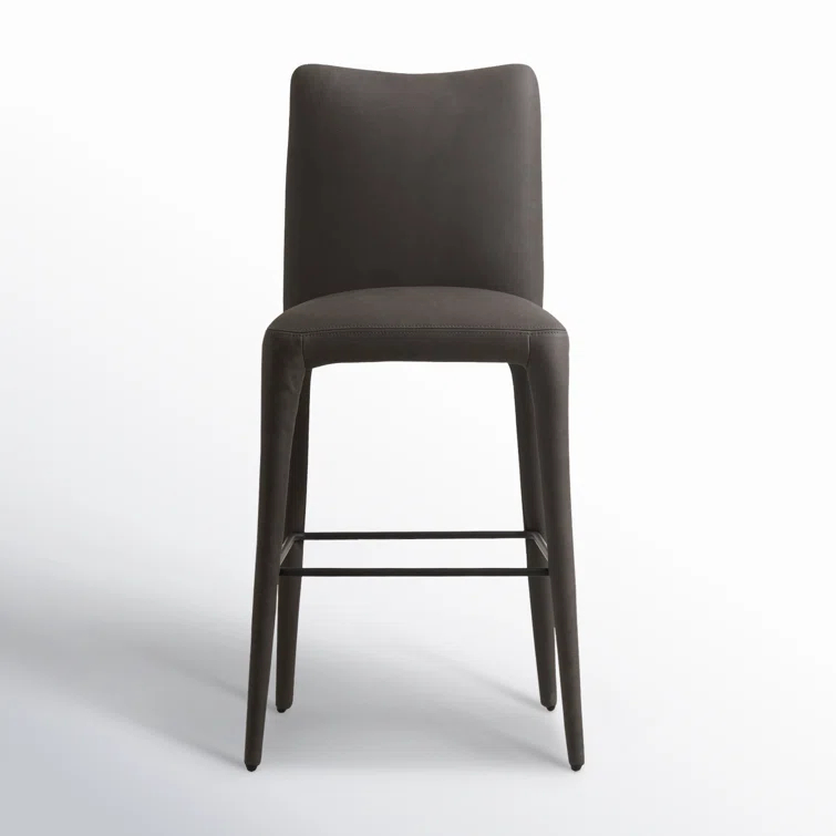 Heritage Graphite Top Grain Leather Counter Stool with Iron Legs