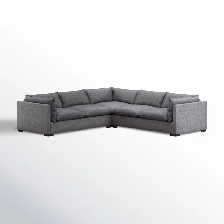 Bennett Charcoal Three Piece Solid Wood Sectional Sofa