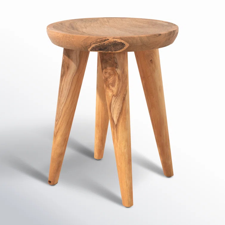 Natural Teak Round Outdoor Side Table, 20" Height