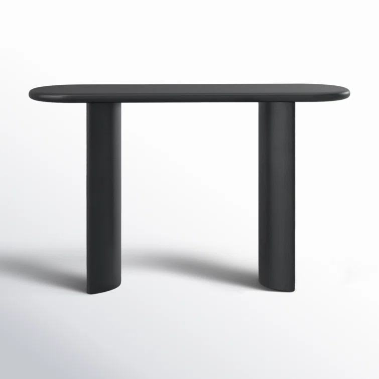 Aged Black Acacia Solid Wood Demilune Console Table
