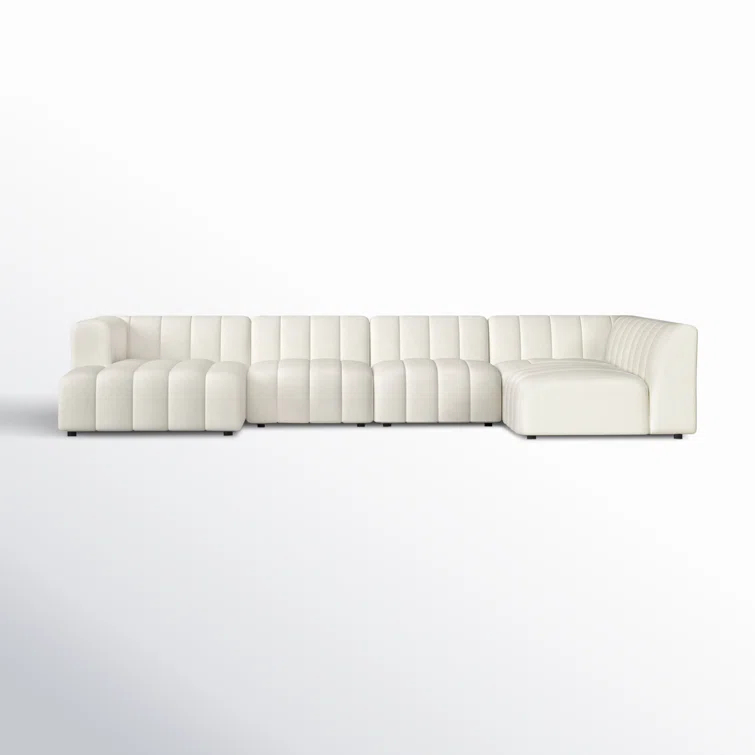 Fayette Cloud Tufted Faux Leather 5-Piece Sectional Sofa
