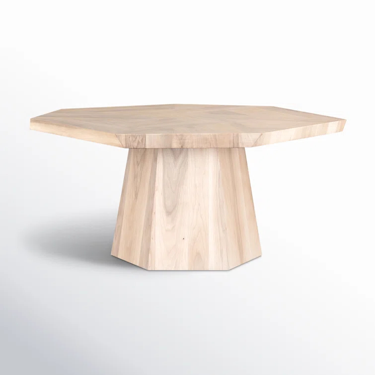 Casual Round Walnut Wood Dining Table for Six