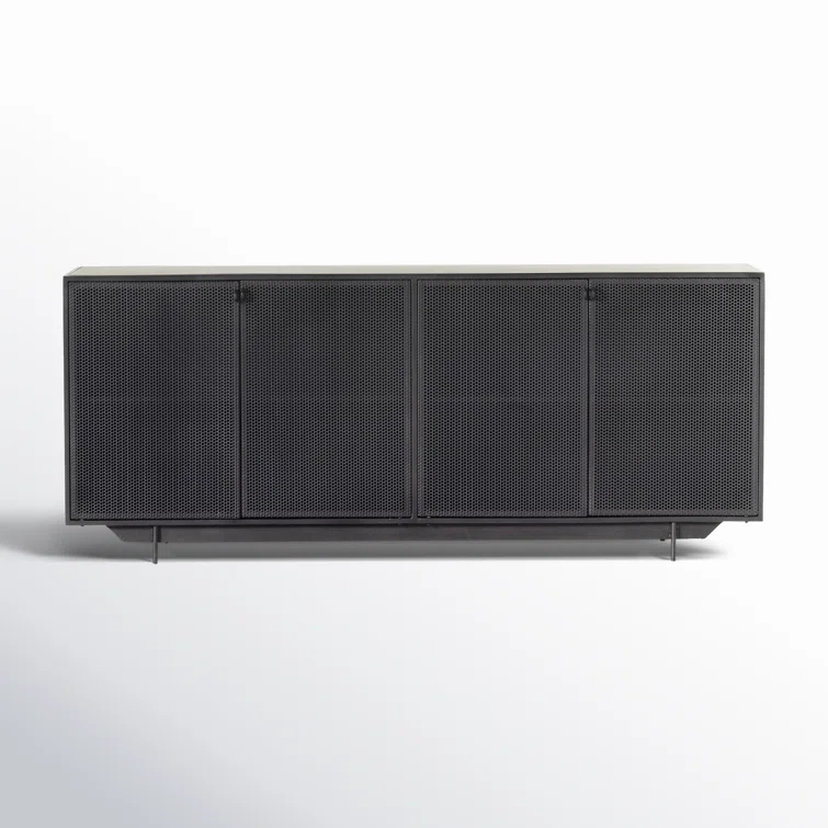 Hendrick Modern Black Iron 73'' Perforated Sideboard