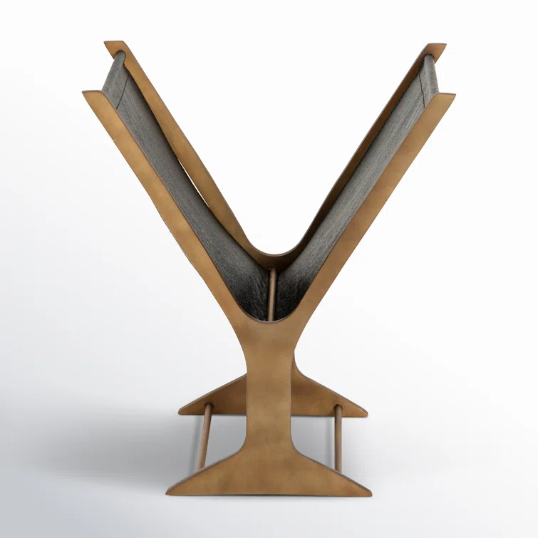 Rustic Brass and Black Faux Leather Magazine Rack