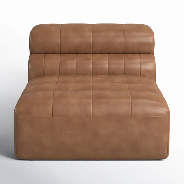 Ramsay 144" Brown Leather Slipper Sofa with Wood Frame