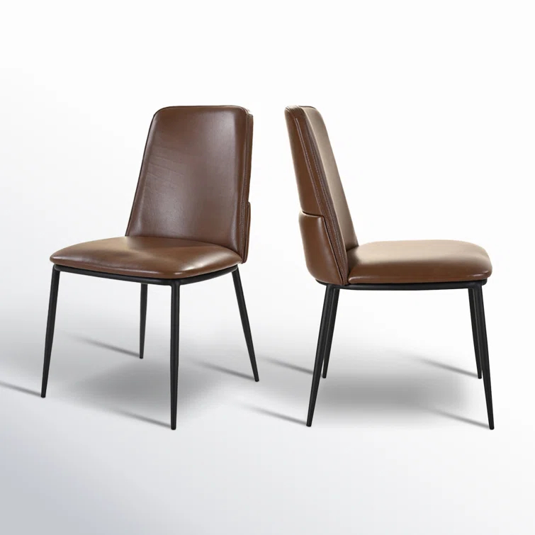 Douglas Contemporary Black Genuine Leather Side Chair