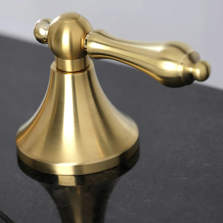 Kingston Brass Vintage Two-Handle 3-Hole Deck Mount Widespread Bathroom Faucet with Brass Pop-Up Drain
