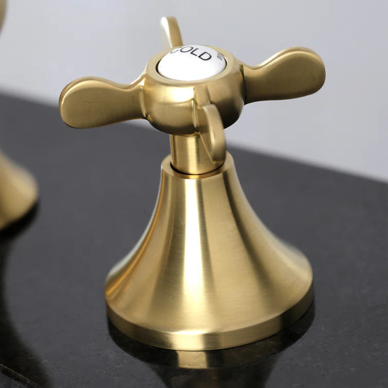 Kingston Brass Essex Two-Handle 3-Hole Deck Mount Widespread Bathroom Faucet with Brass Pop-Up Drain