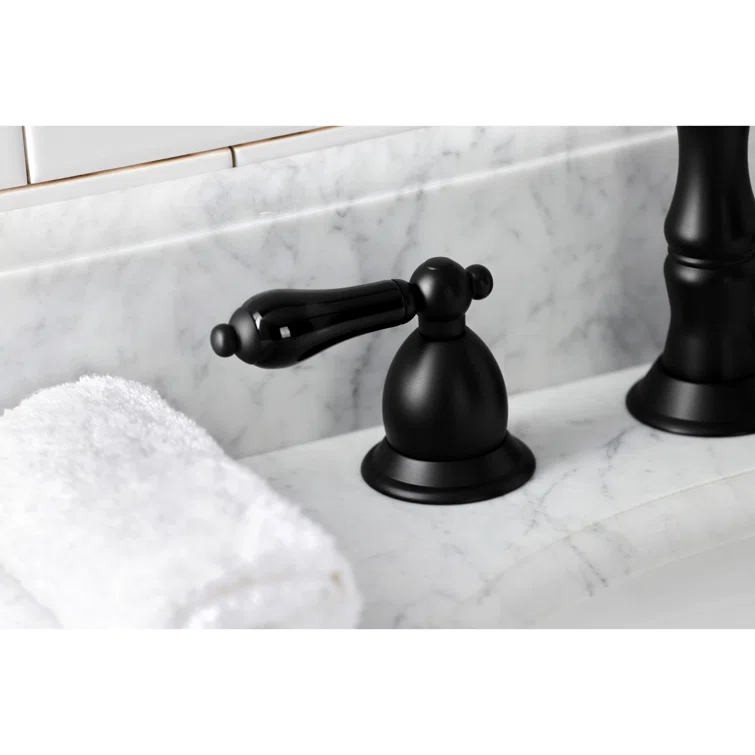 Kingston Brass Duchess Two-Handle 3-Hole Deck Mount Widespread Bathroom Faucet with Brass Pop-Up Drain