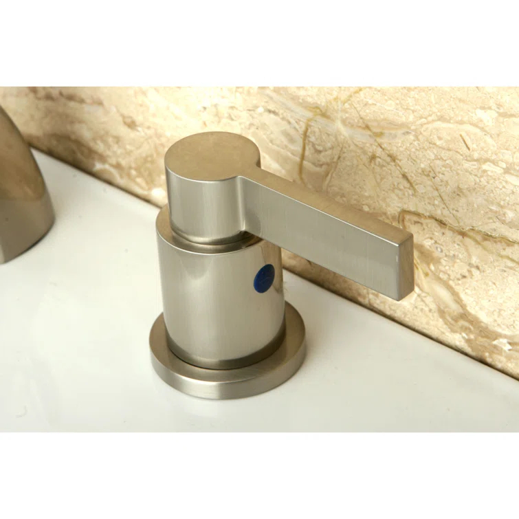 Kingston Brass NuvoFusion Two-Handle 3-Hole Deck Mount Mini-Widespread Bathroom Faucet with Plastic Pop-Up