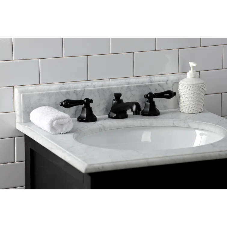 Kingston Brass Duchess Two-Handle 3-Hole Deck Mount Widespread Bathroom Faucet with Brass Pop-Up Drain