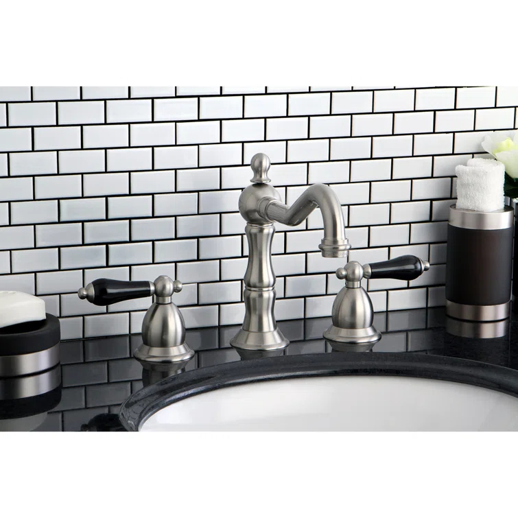 Kingston Brass Duchess Two-Handle 3-Hole Deck Mount Widespread Bathroom Faucet with Brass Pop-Up Drain
