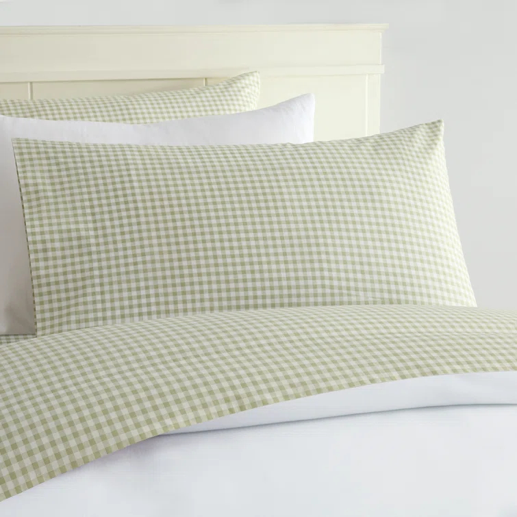 Gingham 250 Thread Count Plaid 100% Cotton Sheet Set