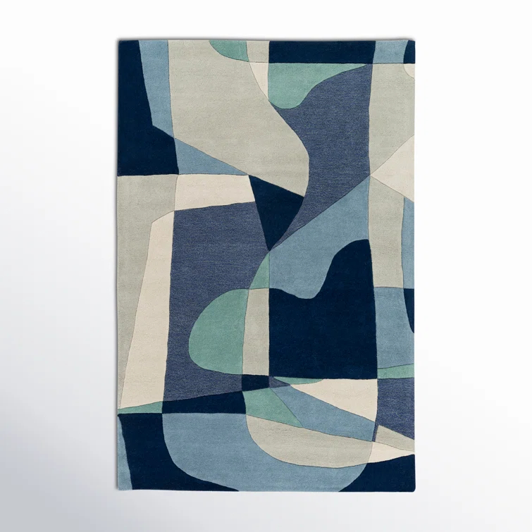 Gaye Wool Teal/Navy/Beige Rug