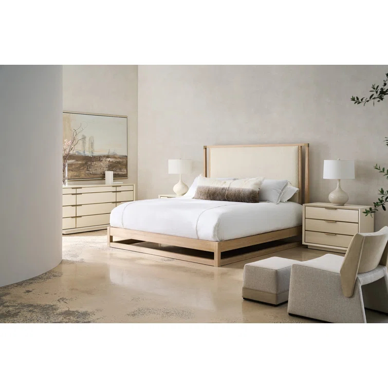 Pinstripe Upholstered Standard Bed