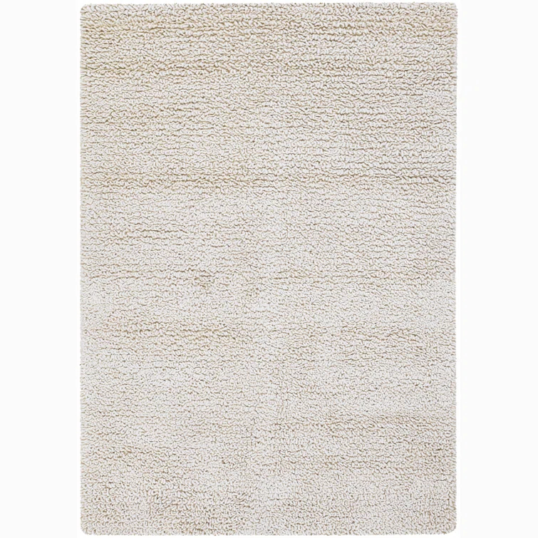 Ivory Elegance 5' x 7' Hand-Woven Wool & Viscose Shag Rug
