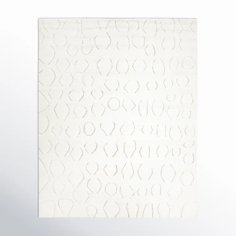 Abstract Area Rug in Ivory/Black