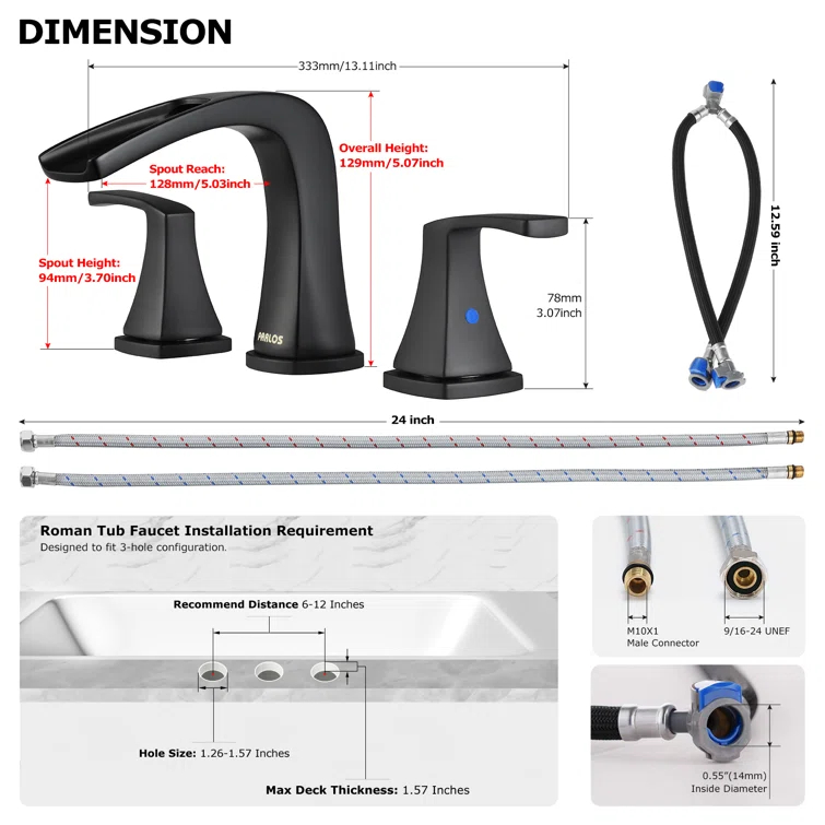 Doris 2-Handle Widespread Roman Tub Faucet