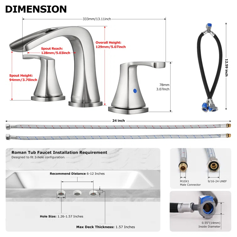 Doris 2-Handle Widespread Roman Tub Faucet
