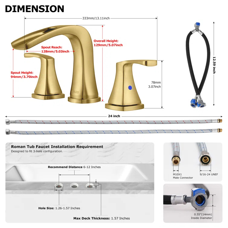 Doris 2-Handle Widespread Roman Tub Faucet