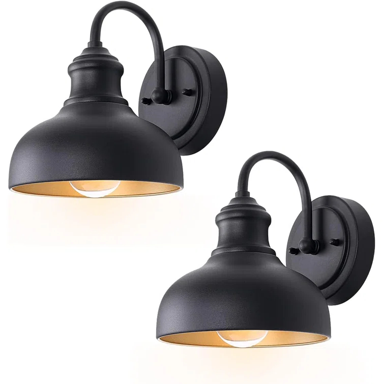 GOALPLUS Black Outdoor Gooseneck Light for Barn, Small Farmhouse Exterior Light Fixtures