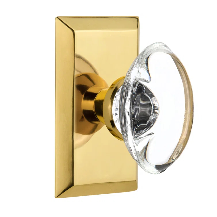 Studio Plate with Oval Clear Crystal Door Knob