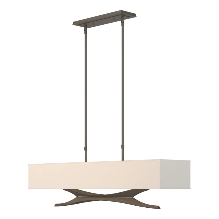 Black and Flax Crystal 4-Light Linear Island Pendant
