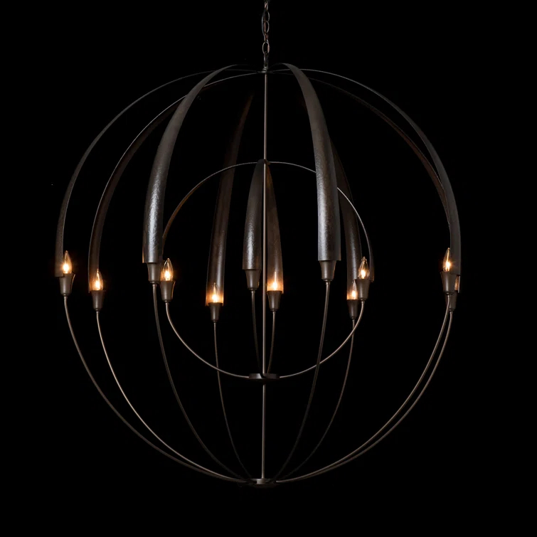 Cirque 12 - Light Steel Dimmable Globe Chandelier