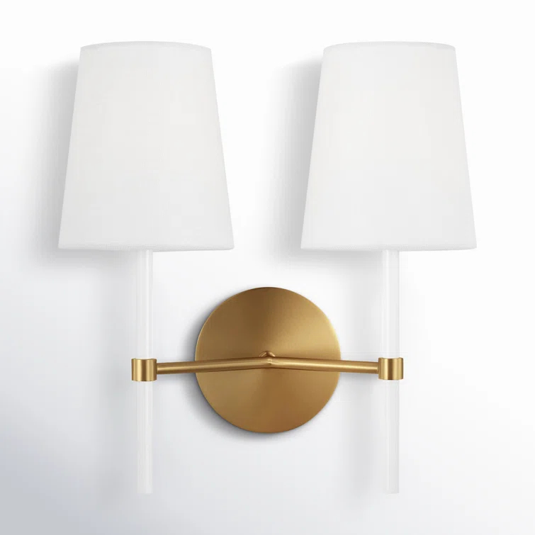 2 Light Steel Dimmable Armed Sconce
