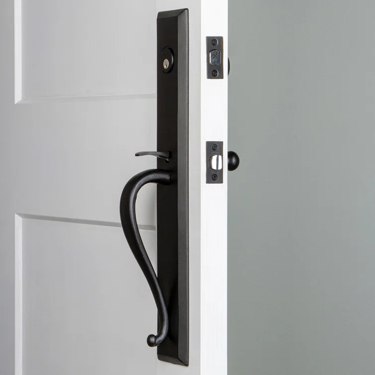 Ageless Iron Handleset with Deadbolt and Tine Door Lever and Keep Rosette