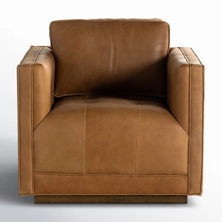Palermo Cognac Luxurious Leather Swivel Armchair