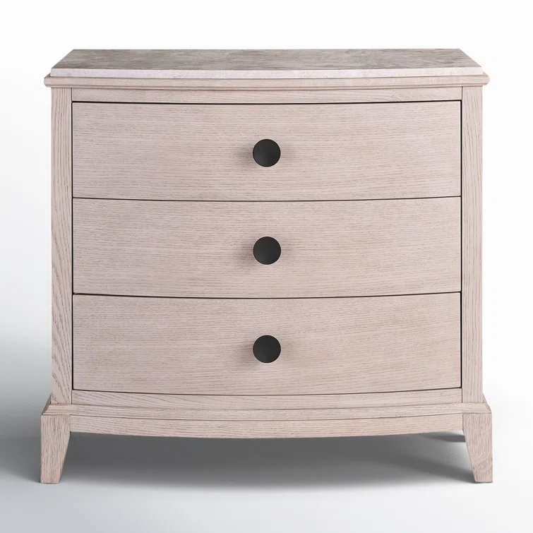 Rolling Fog 3-Drawer Nightstand with Stone Top