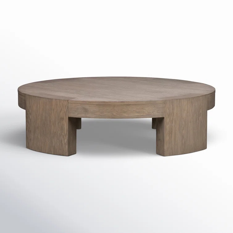 Round Warm Natural Oak Coffee Table with Storage
