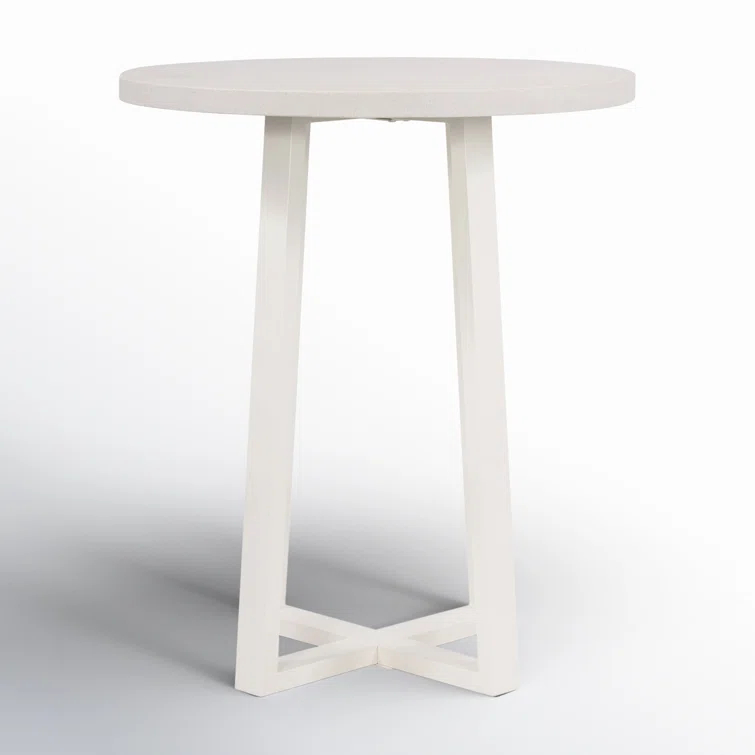 White Lava Stone and Iron Round Bar Table