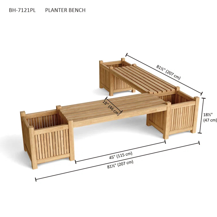 Modular Teak Outdoor Bench with Planters