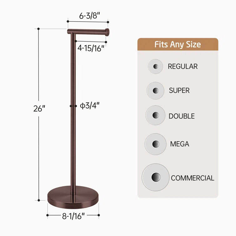 KES Freestanding Toilet Paper Holder with Weighted Base 26" H SUS304 Stainless Steel