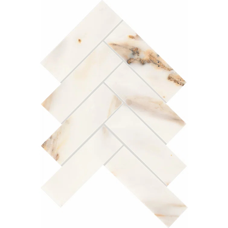 Gamma 2" x 6" Natural Stone Herringbone Wall and Floor Mosaic Tile (Set of 10)