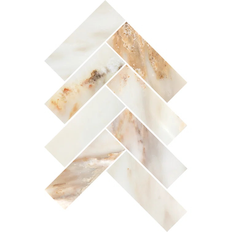 Gamma 2" x 6" Natural Stone Herringbone Wall and Floor Mosaic Tile (Set of 10)