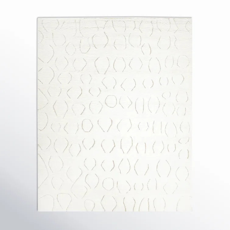 Abstract Area Rug in Ivory/Black