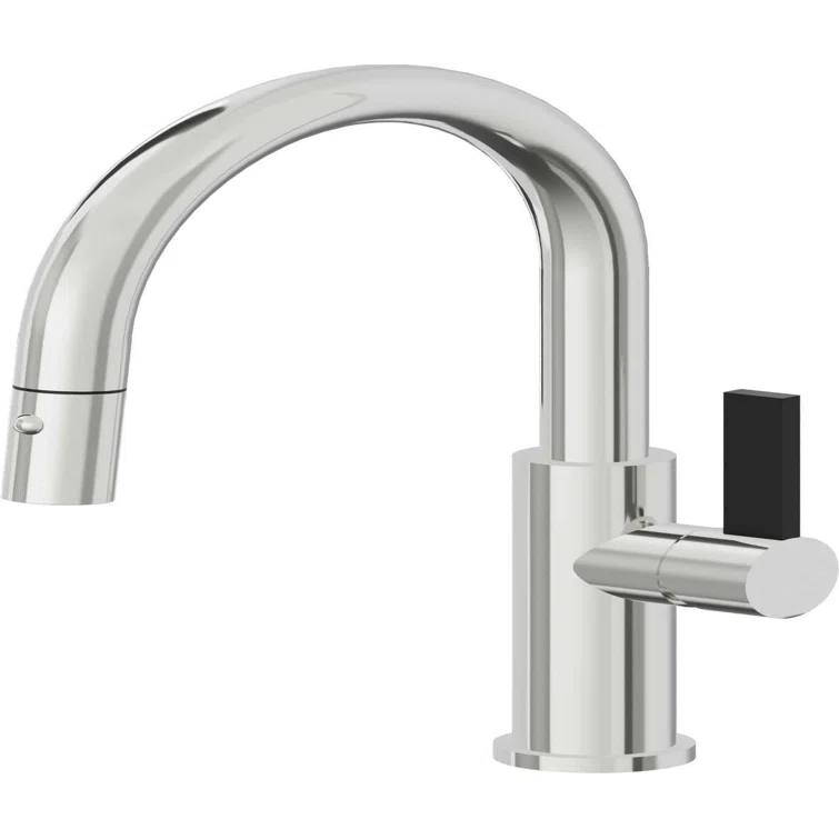 Polished Chrome Modern Pull-Down Kitchen Faucet with Spray
