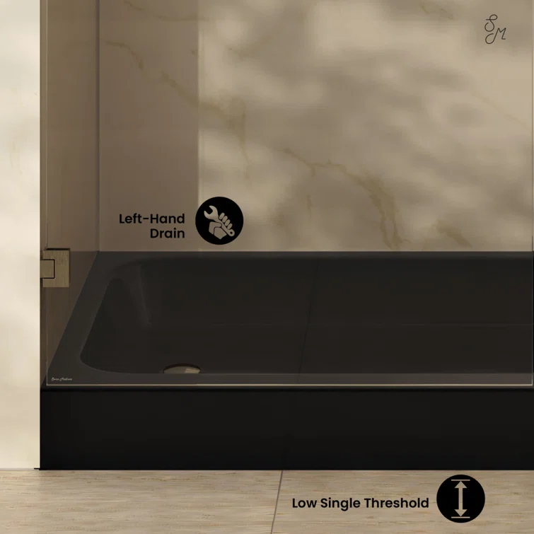 Voltaire 60 X 30 Shower Pan Base With Left Drain In Glossy