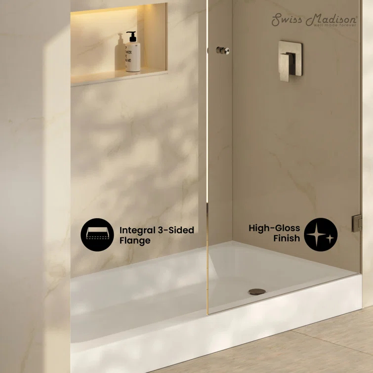 Voltaire 60 X 30 Shower Pan Base With Left Drain In Glossy