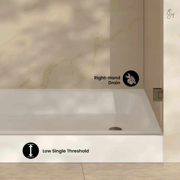 Voltaire 60 X 30 Shower Pan Base With Left Drain In Glossy