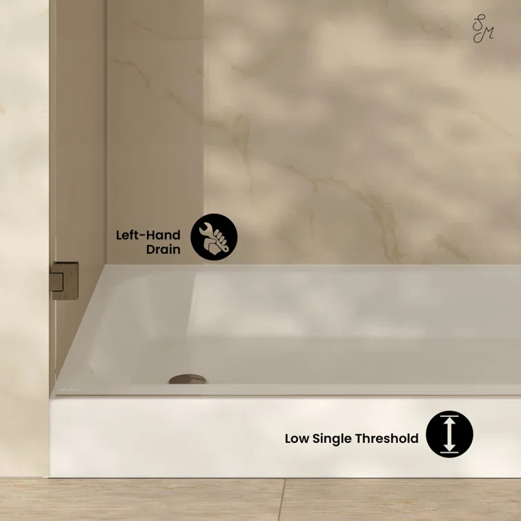 Voltaire 60 X 30 Shower Pan Base With Left Drain In Glossy