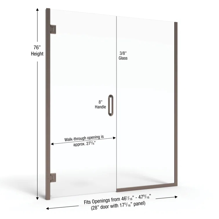Coppia 46.06" W x 76" H Frameless Shower Door