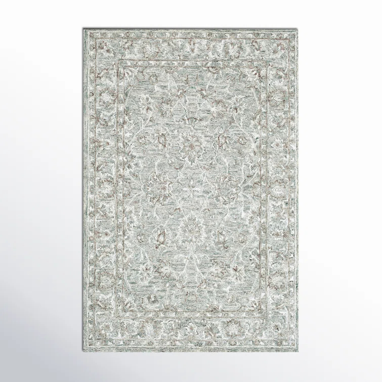 Cait Oriental Handmade Tufted Wool/Silk Denim/Taupe/Ivory Area Rug