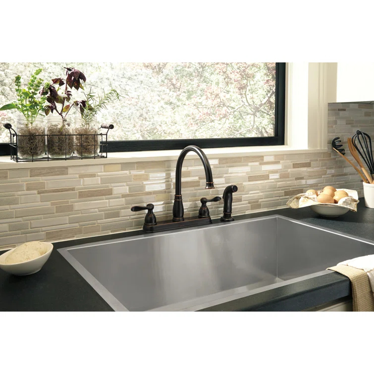 Windemere Two-Handle Kitchen Sink Faucet with Side Sprayer, 3-Hole Kitchen Faucet