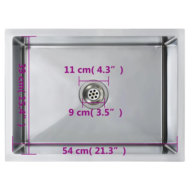 vidaXL Kitchen Sink with Strainer, Stainless Steel Top-Mount Sink, Fast Drainage, Anti-Corrosion